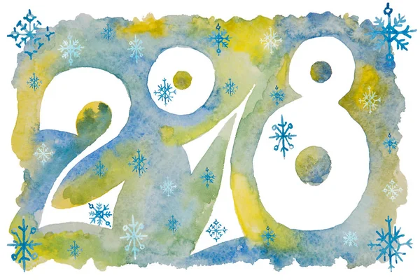 Фігури на Новий рік зі сніжинками пофарбовані в акварель — стокове фото