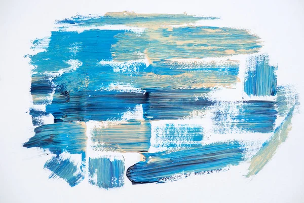 Strokes oil paint blue shades on a white background — Stock Photo, Image