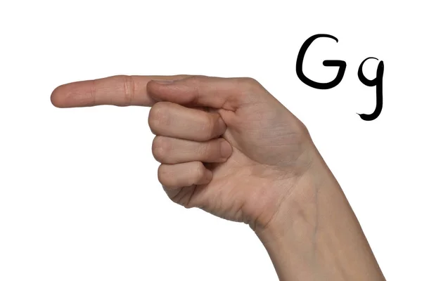 Alphabet for deaf-mutes people with hand gestures and a number letter on a background — Stock Photo, Image