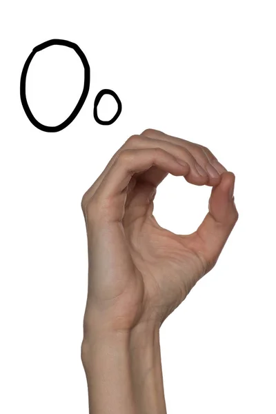 Алфавіт для глухих людей з жестами рук і числом l — стокове фото