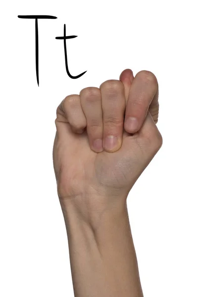 Alphabet für taubstumme Menschen mit Handgesten und einer Zahl l — Stockfoto