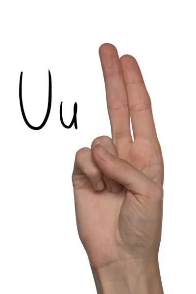 Alfabeto para surdos-mudos pessoas com gestos de mão e um número l — Fotografia de Stock