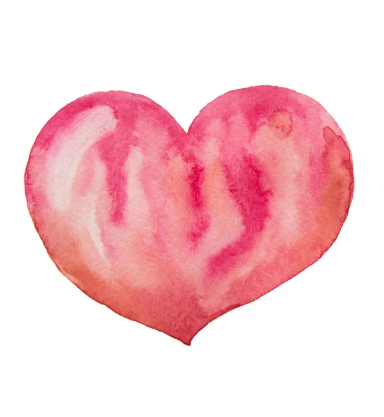 Beautiful heart for Valentine's day drawn in watercolor on a whi — Stock Photo, Image