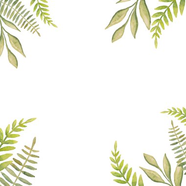 Güzel soyut yeşil suluboya makyaj ile boyalı yaprakları 