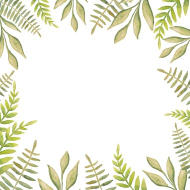 Güzel soyut yeşil suluboya makyaj ile boyalı yaprakları 