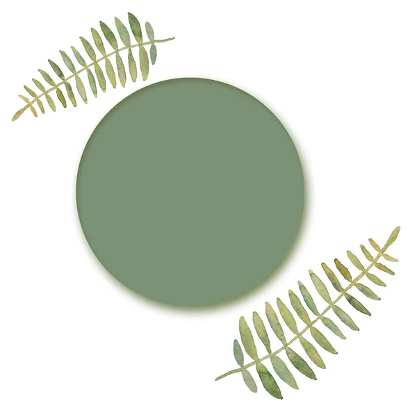 Όμορφο αφηρημένο πράσινα φύλλα βαμμένα με νερομπογιές και ένα ro — Φωτογραφία Αρχείου