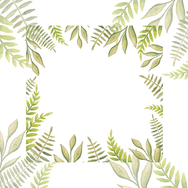 Красивые абстрактные зеленые листья окрашены в акварель — стоковое фото