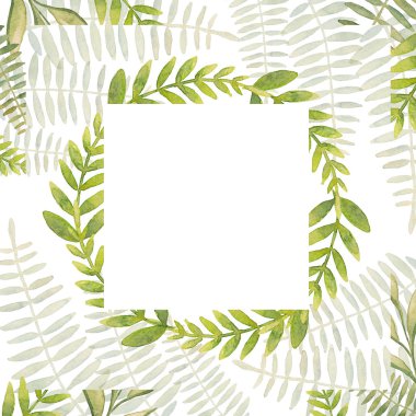 Güzel soyut yeşil suluboya makyaj ile boyalı yaprakları 