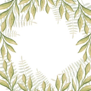 Güzel soyut yeşil suluboya makyaj ile boyalı yaprakları 