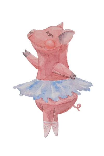 Schöne Schweine- oder Schweineballerina, die in einem Rock mit einem Tutu tanzt — Stockfoto