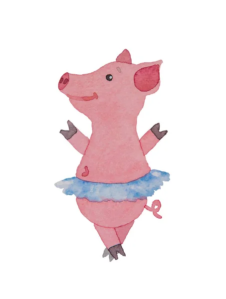 Schöne Schweine- oder Schweineballerina, die in einem Rock mit einem Tutu tanzt — Stockfoto