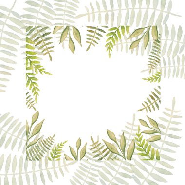 Güzel soyut yeşil suluboya makyaj ile boyalı yaprakları 