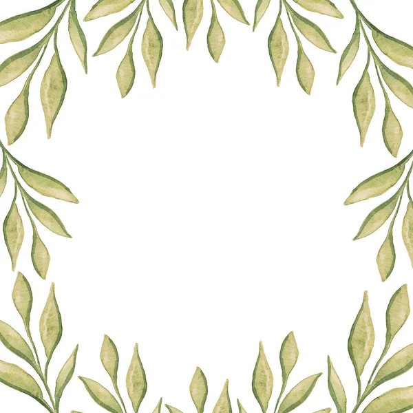 Όμορφο αφηρημένο πράσινα φύλλα βαμμένα με ακουαρέλα συνθέτουν — Φωτογραφία Αρχείου