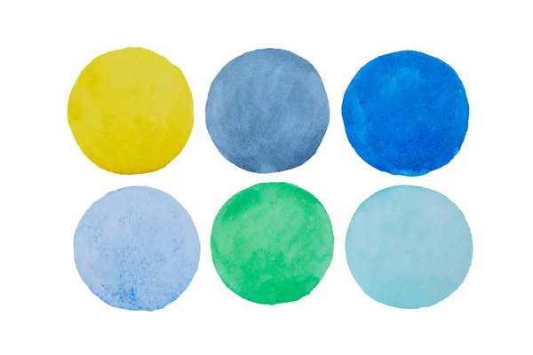 Beyaz bir arka çevrelerde bir palet parlak suluboya renkler — Stok fotoğraf