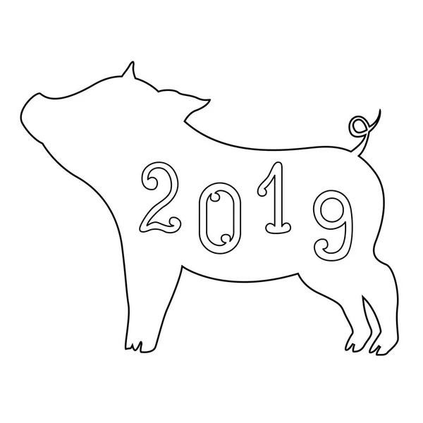 Ant の着色のため 2019 年豚の美しい落書きシンボル — ストックベクタ