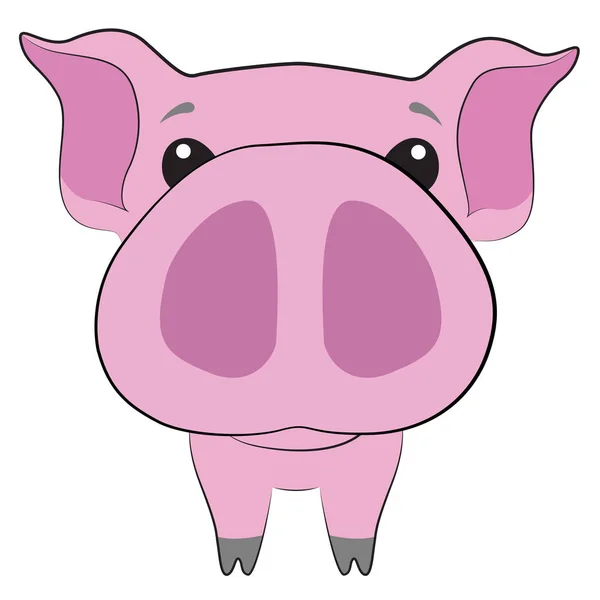 Süßes schönes Schwein mit großer Nase auf weißem Hintergrund — Stockvektor
