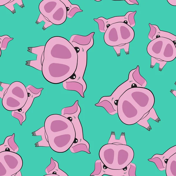 Bonito patrón sin costuras de cerdos rosados para el nuevo año 2019 — Archivo Imágenes Vectoriales