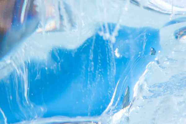 Belle Texture Bleue Abstraite Glace Hiver Transparente Aux Couleurs Arc — Photo