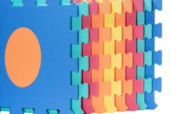 Makrofoto Der Details Einer Schaumstoffeva Farbige Gummimatte Puzzle Für Kinder — Stockfoto