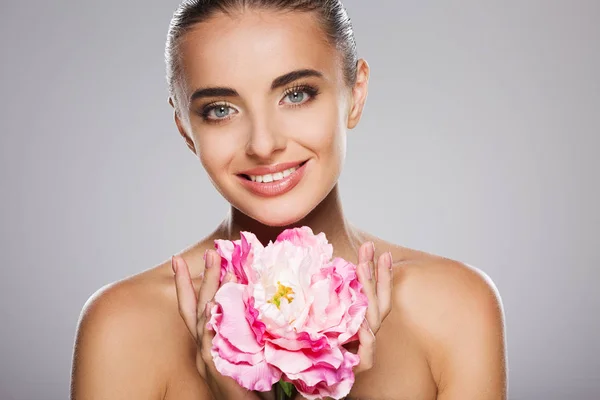 Beauty model with big flower