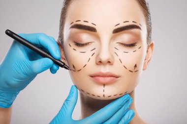 Hastanın yüz delikli çizgilerle