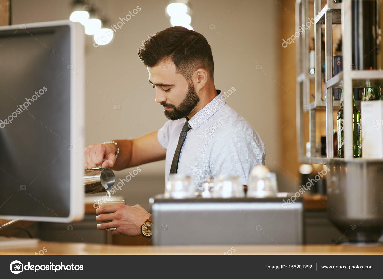 Handsome Man Making Coffee Stock Photo Handsome Man Making Coffee Stock Photo