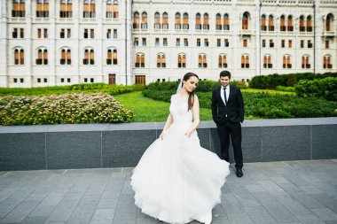 Eski şehir arka plan düğün fotoğrafı