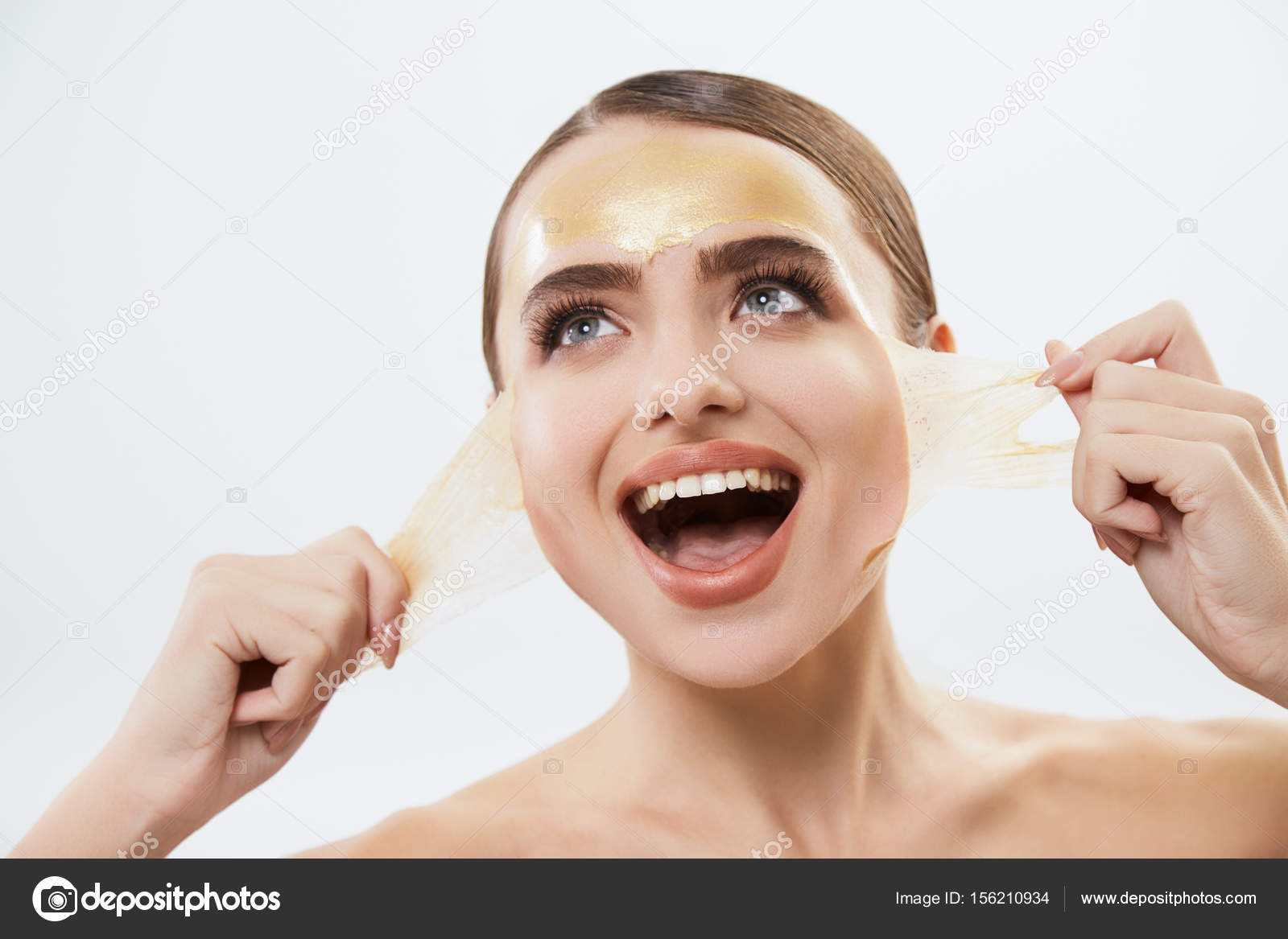 Download Woman With Yellow Mask On Face Stock Photo C Velesstudio 156210934 PSD Mockup Templates