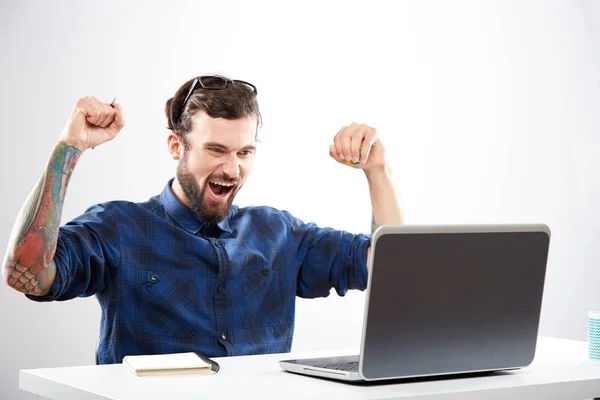 Attractive man working online — Stock Photo, Image