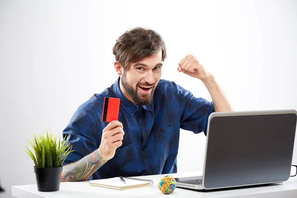 Attractive man working online — Stock Photo, Image