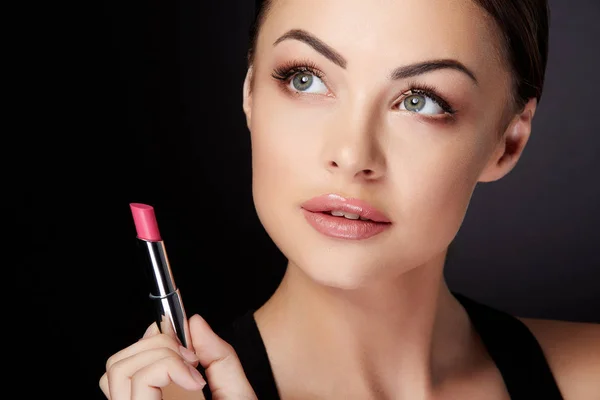 모델 장미 입술 광택의 아름다움 초상화 — 스톡 사진