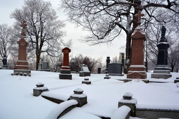 Stary Cmentarz Śniegiem Zimą — Zdjęcie stockowe