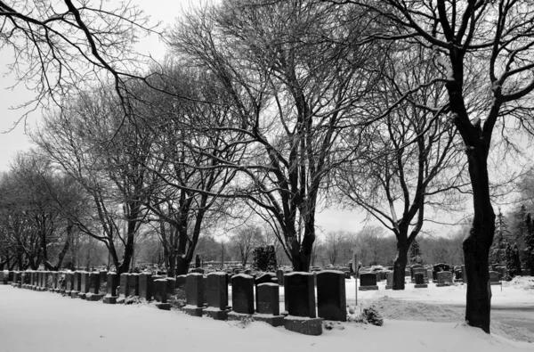 Antiguo Cementerio Con Nieve Invierno — Foto de Stock