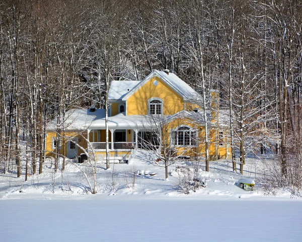 Haus Mit Schnee Winterwald — Stockfoto