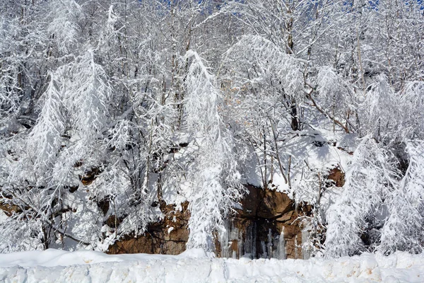 Paisaje Invierno Con Nieve Grietas — Foto de Stock