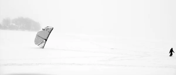 Homem Skate Neve Inverno — Fotografia de Stock