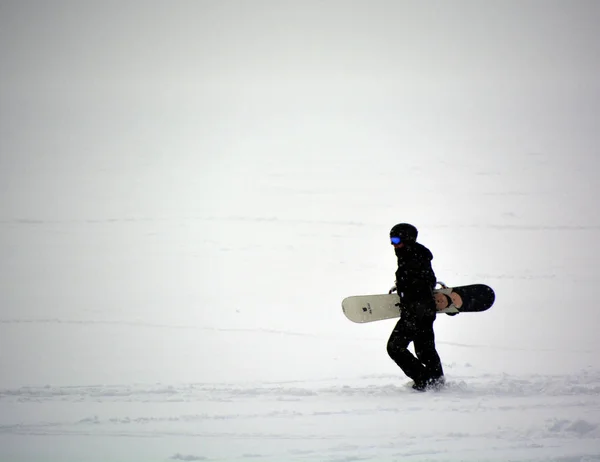 Man Skateboard Snö Vintern — Stockfoto