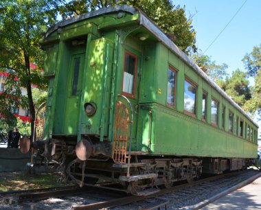 GORI, GEORGIA, 09 12 2019: Kişisel zırhlı Stalin 'in tren vagonu Joseph Stalin' in doğduğu yer olan Gori, Georgia 'daki müzesinde.