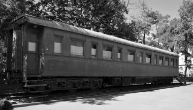 GORI, GEORGIA, 09 12 2019: Kişisel zırhlı Stalin 'in tren vagonu Joseph Stalin' in doğduğu yer olan Gori, Georgia 'daki müzesinde.