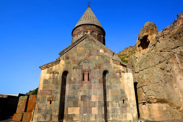 Kotayk Armenia Geghard Mosteiro Medieval Província Kotayk Armênia Esculpido Montanha — Fotografia de Stock