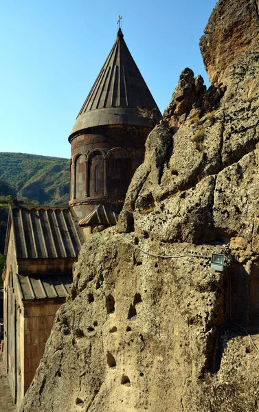 Kotayk Armenia Geghard Středověký Klášter Arménské Provincii Kotayk Vytesaný Přilehlé — Stock fotografie