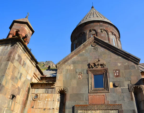 Kotayk Armenia Geghard Monasterio Medieval Provincia Kotayk Armenia Tallado Montaña — Foto de Stock