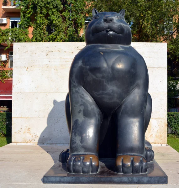 Yerevan Armenia Statue Chat Gras Fernando Botero Est Situé Cascade — Photo