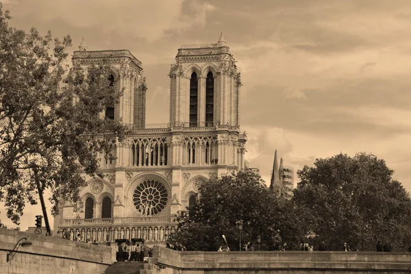 노트르담 프랑스어 Notre Dame Paris 파리의 프랑스 파리의 사이트 가톨릭 — 스톡 사진