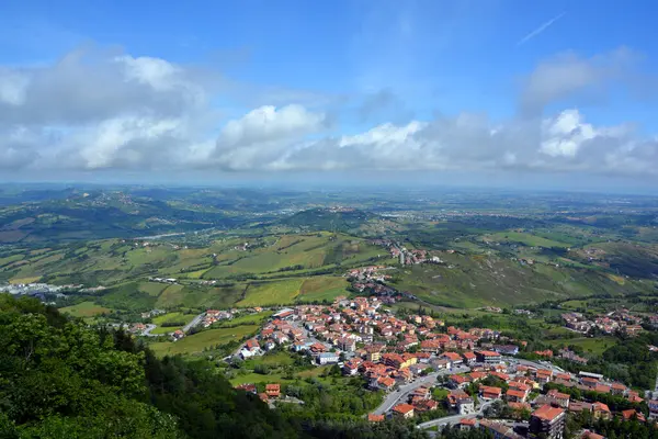 Vista Aérea Del Campo Rímini Italia San Marino Desde Monte — Foto de Stock