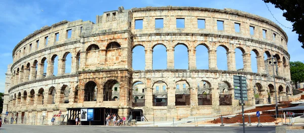 Detalhe Parte Alta Coliseu Antigamente Usado Para Espectáculos Gladiador Hoje — Fotografia de Stock