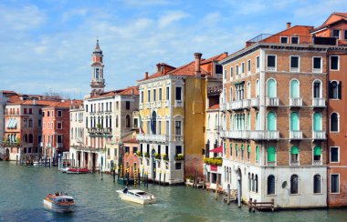 Venedik, İtalya - 23 Mayıs 2017: tekneli Kanal Grande manzarası