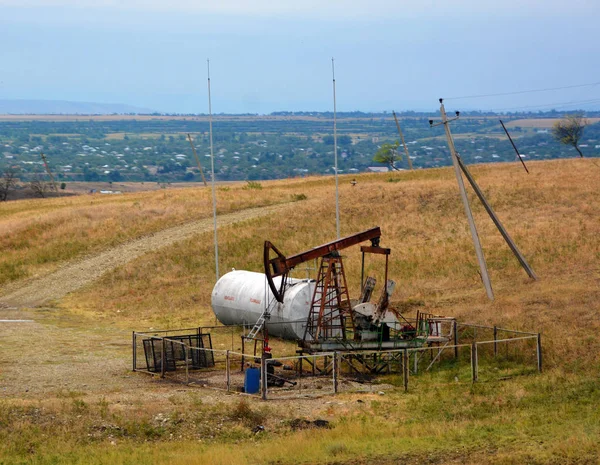 BAKU AZERBAIJAM 09 07 19: Derick of petroleum industry in Azerbaijan produces about 873,260 barrels (138,837 m3) of oil per day and 29 billion cubic meters of gas per year as of 2013.