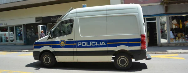 Carro Polícia Cidade Europeia — Fotografia de Stock
