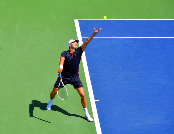 Hombre Jugando Tenis Cancha — Foto de Stock